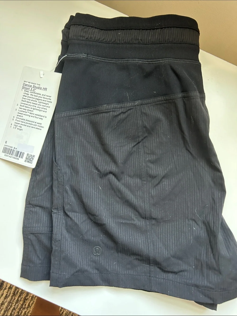 Lululemon athletica Black Woman’s Athletic Shorts with Subtle Pinstripe